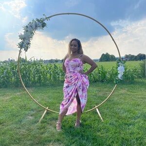 Vibrant Pink Purple and White Tie-Dye Dress
